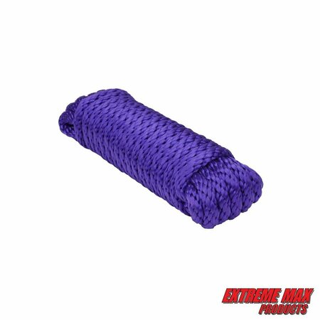 EXTREME MAX Extreme Max 3008.0241 Solid Braid MFP Utility Rope - 1/4" x 10', Purple 3008.0241